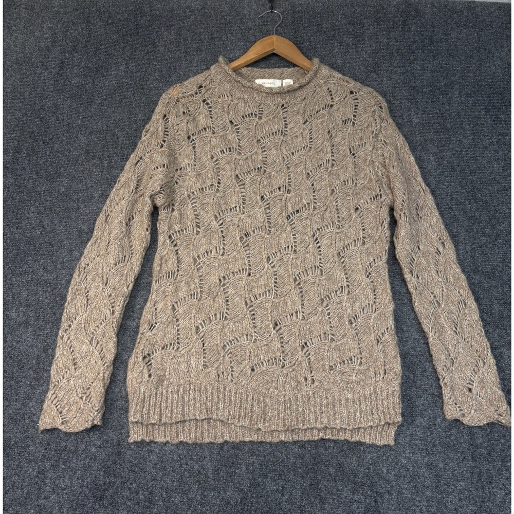 Inhabit Sweater Womens Medium Wool Alpaca Blend Open Knit Pointelle Crew Neck